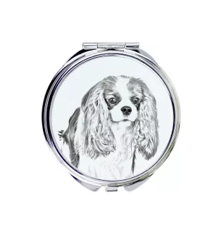 Cavalier King Charles Spaniel - Taschenspiegel mit Hund, personalisierter Taschenspiegel, kompakter Spiegel mit Art-Dog-Logo