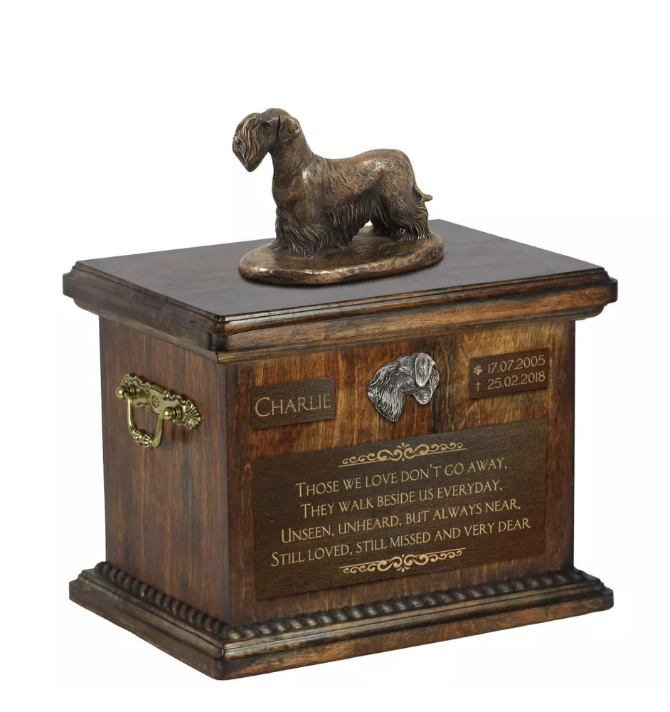 Cesky Terrier, Czech Terrier, Bohemian Terrier - urn for dog ashes, urn with a statuette, personalized urn for dog ashes by Art-Dog brand