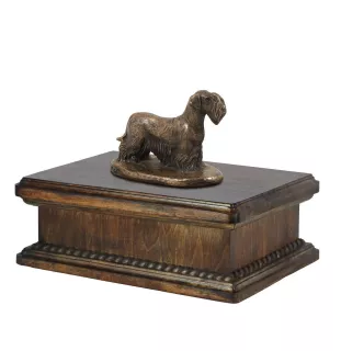 Terrier Tchèque, Cesky Terrier - urne pour cendres de chien, urne classique avec une statuette, urne élégante avec un chien de la marque Art-Dog