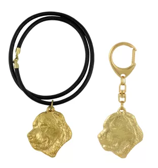 Mittelasiatischer Schäferhund, Zentralasiatischer Owtscharka - Schlüsselanhänger und Halskette mit Hund in einer Box, vergoldetes Produkt von hoher Qualität, Marke Art-Dog