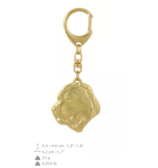 Berger d'Asie Centrale, Sredneasiatskaïa ovtcharka - porte-clés et collier avec chien dans une boîte, produit plaqué or de haute qualité, marque Art-Dog