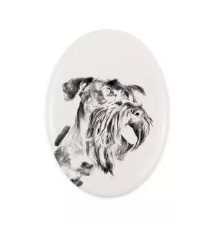 Tschechischer Terrier,   Böhmischer Terrier, Český Teriér - Gedenktafel mit einem Foto eines Hundes, Grabplatte mit Druck, personalisierte ovale Platte der Marke Art-Dog