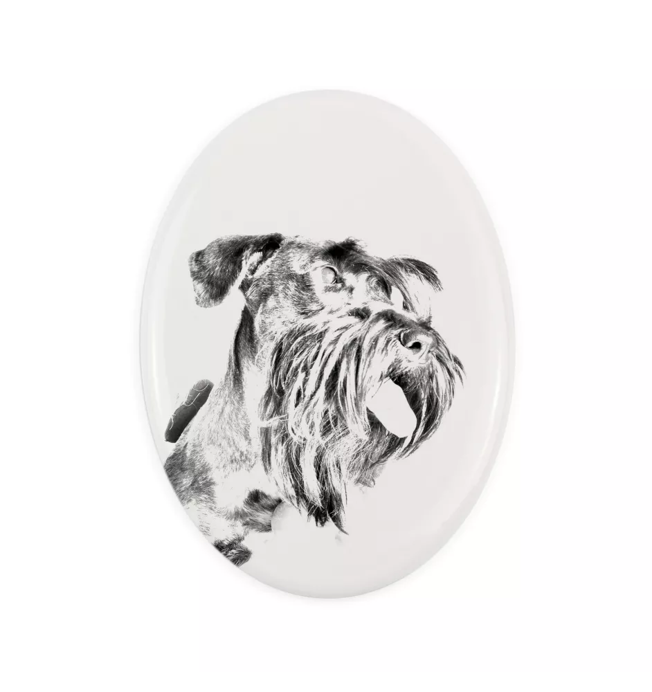 Tschechischer Terrier,   Böhmischer Terrier, Český Teriér - Gedenktafel mit einem Foto eines Hundes, Grabplatte mit Druck, personalisierte ovale Platte der Marke Art-Dog