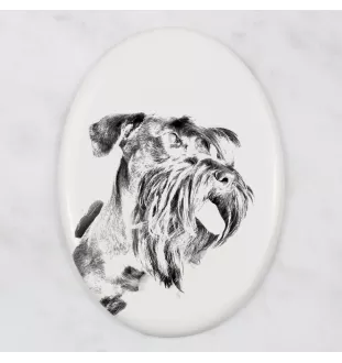 Tschechischer Terrier,   Böhmischer Terrier, Český Teriér - Gedenktafel mit einem Foto eines Hundes, Grabplatte mit Druck, personalisierte ovale Platte der Marke Art-Dog