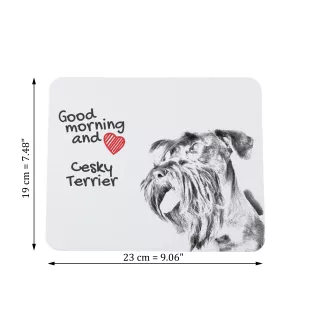Tschechischer Terrier,   Böhmischer Terrier, Český Teriér - Mauspad mit Druck, personalisiertes Mauspad mit Hund, einzigartiges Gadget für Büroangestellte von Art-Dog.