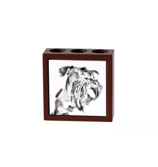 Tschechischer Terrier,   Böhmischer Terrier, Český Teriér - Stifthalter mit Hund, Schreibtischorganizer mit Aufdruck, personalisierte Schreibtischdekoration der Marke Art-Dog