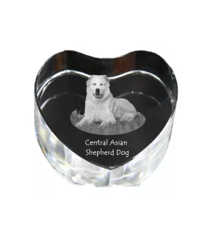 Mittelasiatischer Schäferhund, Zentralasiatischer Owtscharka - Hundebild im Kristall, Kristallherz, einzigartiger Bilderrahmen der Marke Art-Dog