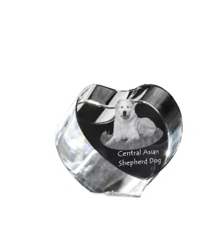 Central Asia Shepherd Dog, Central Asian Shepherd Dog - a photo of a dog in crystal, crystal heart, unique photo frame from the Art-Dog brand