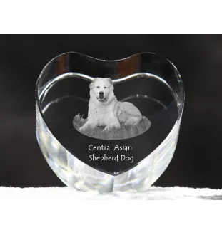 Central Asia Shepherd Dog, Central Asian Shepherd Dog - a photo of a dog in crystal, crystal heart, unique photo frame from the Art-Dog brand
