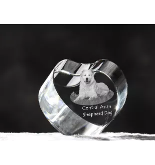 Mittelasiatischer Schäferhund, Zentralasiatischer Owtscharka - Hundebild im Kristall, Kristallherz, einzigartiger Bilderrahmen der Marke Art-Dog