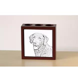 Chesapeake Bay Retriever, Chessie - pen holder with a dog, desk organizer with a print, personalized desk decoration from the Art-Dog brand.