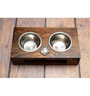 Mittelasiatischer Schäferhund, Zentralasiatischer Owtscharka - Holzständer mit Näpfen für Hunde, Edelstahlnäpfe, Geschenk zur Adoption eines Hundes von der Marke Art-Dog