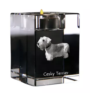 Terier czeski świecznik kryształowy z psem Art-Dog