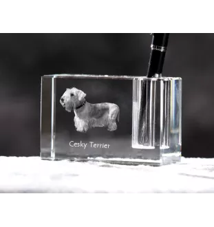 Terrier Tchèque, Cesky Terrier - Porte-stylos, organiseur en cristal avec photo de chien, décoration de bureau unique par la marque Art-Dog