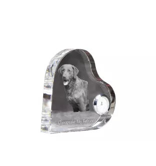 Chesapeake Bay Retriever, Chessie - crystal clock with a dog picture, heart-shaped shelf clock, personalized standing clock by Art-Dog brand