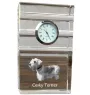 Tschechischer Terrier,   Böhmischer Terrier, Český Teriér - Glasuhr mit Foto, Foto eines Hundes im Kristall, personalisierte Tischuhr für das Büro der Marke Art-Dog