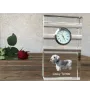 Tschechischer Terrier,   Böhmischer Terrier, Český Teriér - Glasuhr mit Foto, Foto eines Hundes im Kristall, personalisierte Tischuhr für das Büro der Marke Art-Dog