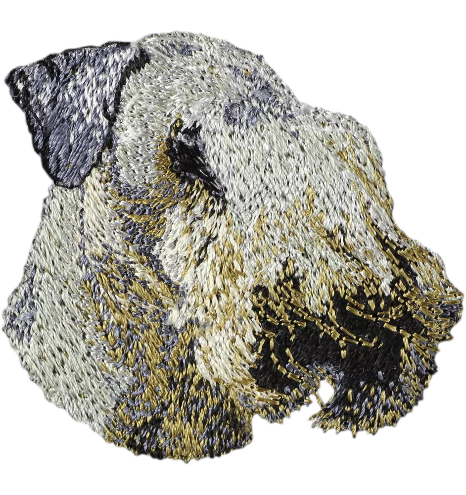 Tschechischer Terrier,   Böhmischer Terrier, Český Teriér - Hund geformtes Aufnäher, besticktes Patch, einzigartiges Dekor für den Rucksack der Marke Art-Dog