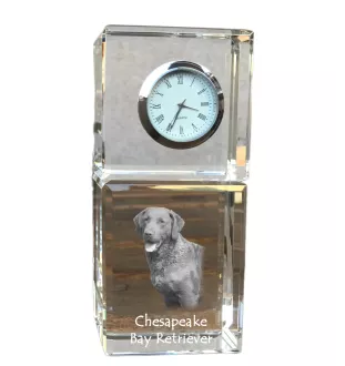 Chesapeake Bay Retriever, Chessie - crystal clock with a photo, a photo of a dog in crystal, personalized desk clock by Art-Dog brand