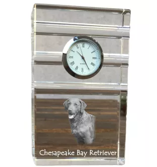 Chesapeake Bay Retriever - Glasuhr mit Foto, Foto eines Hundes im Kristall, personalisierte Tischuhr für das Büro der Marke Art-Dog