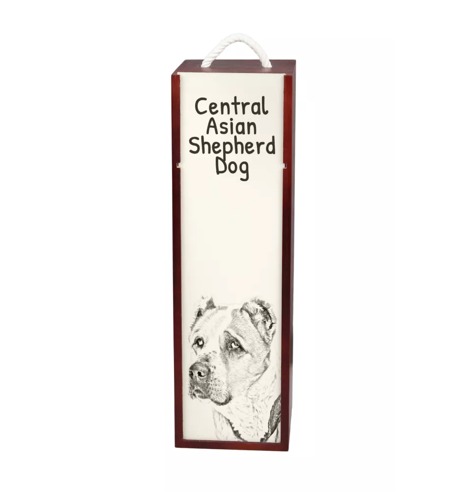 Berger d'Asie Centrale, Sredneasiatskaïa ovtcharka - boîte à vin avec chien, boîte à alcool avec graphisme, boîte cadeau personnalisée de la marque Art-Dog