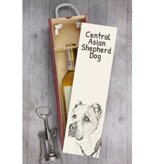 Mittelasiatischer Schäferhund, Zentralasiatischer Owtscharka - Weinbox mit Hund, Alkoholbox mit Grafik, personalisierte Geschenkbox der Marke Art-Dog