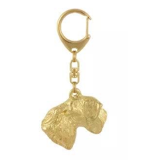 Cesky Terrier, Czech Terrier, Bohemian Terrier - keychain and necklace with a dog in a box, high-quality gold-plated product, Art-Dog brand