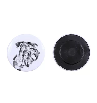 Terrier Tchèque, Cesky Terrier - aimant avec un œil de chien, exceptionnellement léger, aimant puissant, produit fabriqué à la main par la marque Art-Dog