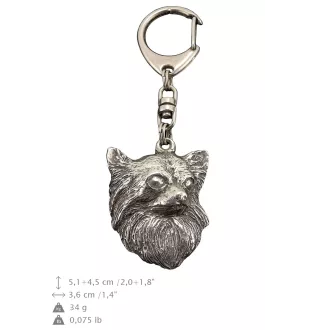 Chihuahua long-haired - Silver-plated key ring with dog, handbag decoration, backpack pendant by Art-Dog brand