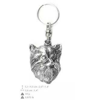 Chihuahua long-haired - Silver-plated dog pendant, handbag decoration, backpack pendant by Art-Dog brand