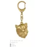 Chihuahua à poil long - Porte-clés doré avec chien dans boîte cadeau, décoration de sac à main, accessoire de luxe de la marque Art-Dog