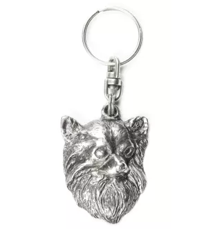 Chihuahua à poil long - Pendentif argenté avec un chien dans une boîte décorative, décoration de sac à main, pendentif de sac à dos par la marque Art-Dog