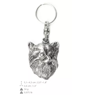 Chihuahua long-haired - Silver-plated pendant with a dog in a decorative box, handbag decoration, backpack pendant by Art-Dog brand