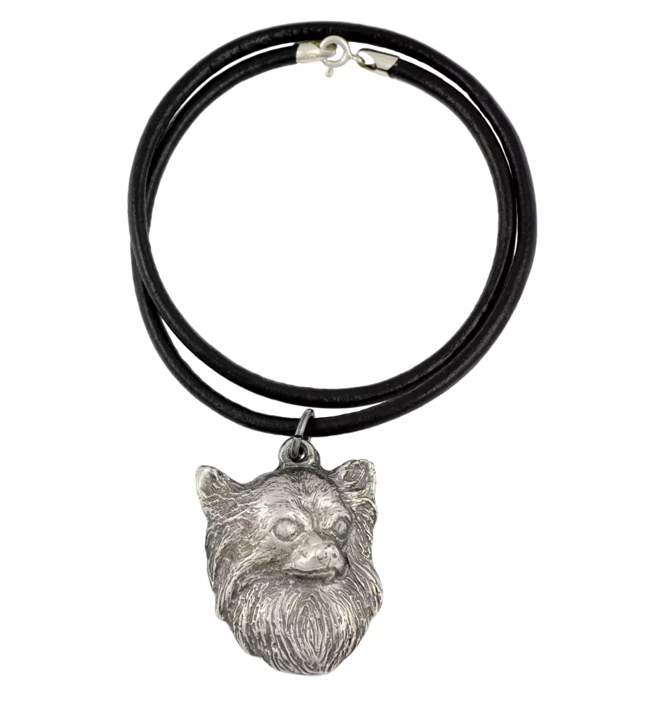 Chihuahua à poil long - collier avec un chien, pendentif en plaqué argent pour les fans de chiens, bijoux uniques de la marque Art-Dog