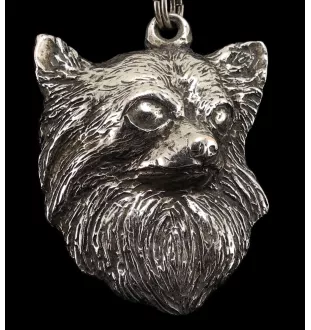 Chihuahua Langhaar - Halskette mit Hund, versilberter Anhänger für Hundefans, einzigartiger Schmuck der Marke Art-Dog