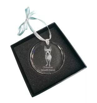 Chihuahua długowłosy medal kryształowy z psem Art-Dog