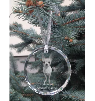 Chihuahua Langhaar - Kristallkugel mit Foto, Hundebild im Kristall, personalisierter Christbaumschmuck von Art-Dog.