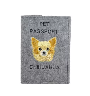 Chihuahua Langhaar - Hundepassetui, Dokumententasche, Geschenk für den Reisenden von der Marke Art-Dog
