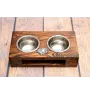 Cesky Terrier, Czech Terrier, Bohemian Terrier - wooden stand with bowls for a dog, steel dog bowls, a gift for adopting a dog from the Art-Dog brand