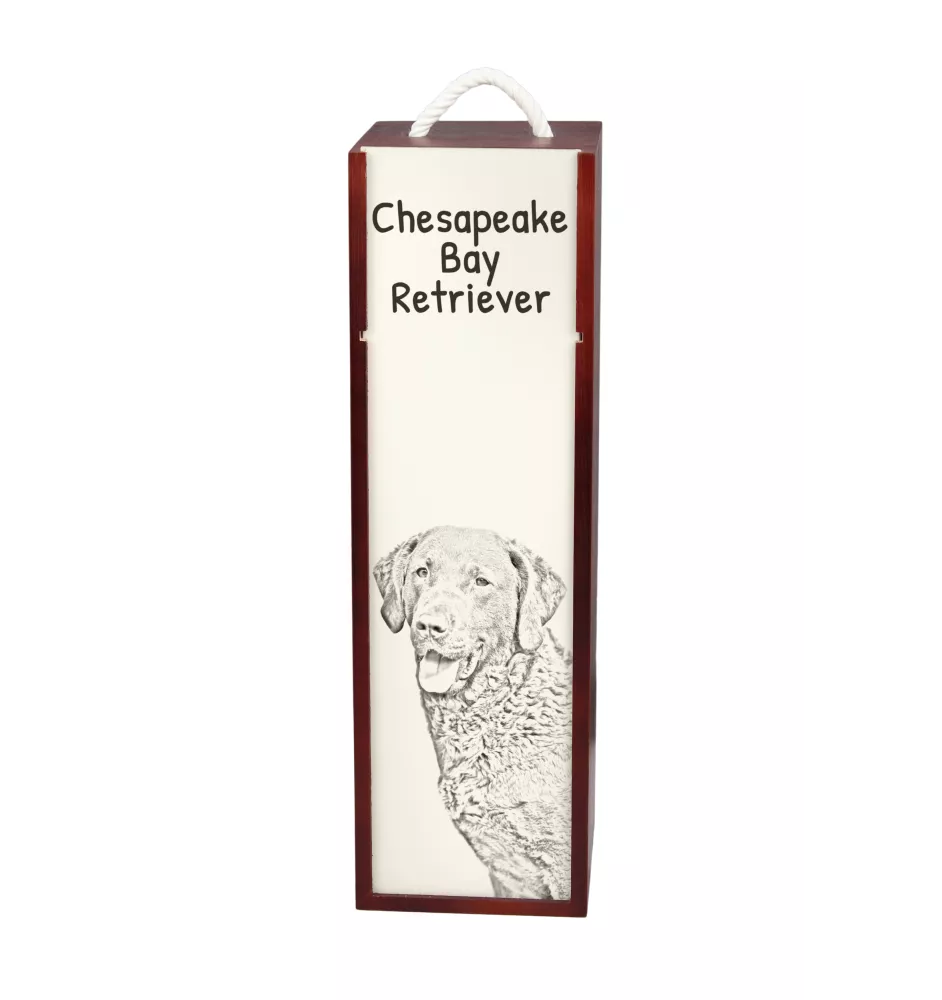 Retriever de la baie de Chesapeake - boîte à vin avec chien, boîte à alcool avec graphisme, boîte cadeau personnalisée de la marque Art-Dog