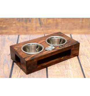 Terrier Tchèque, Cesky Terrier - support en bois avec des bols pour chien, bols pour chien en acier, cadeau pour l'adoption d'un chien de la marque Art-Dog