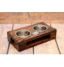 Terrier Tchèque, Cesky Terrier - support en bois avec des bols pour chien, bols pour chien en acier, cadeau pour l'adoption d'un chien de la marque Art-Dog