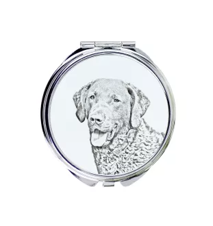 Chesapeake Bay Retriever - Taschenspiegel mit Hund, personalisierter Taschenspiegel, kompakter Spiegel mit Art-Dog-Logo