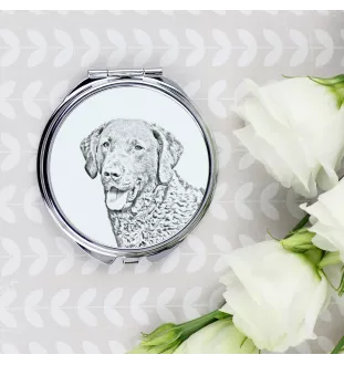 Chesapeake Bay Retriever - Taschenspiegel mit Hund, personalisierter Taschenspiegel, kompakter Spiegel mit Art-Dog-Logo