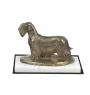 Tschechischer Terrier,   Böhmischer Terrier, Český Teriér - Hundestatue, Figur auf weißem Marmor, Trophäe für die Art-Dog-Hundeaustellung