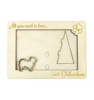 Chihuahua à poil long - Cadre photo, cadre en bois gravé, un joli gadget pour l'amoureux des chiens par Art-Dog