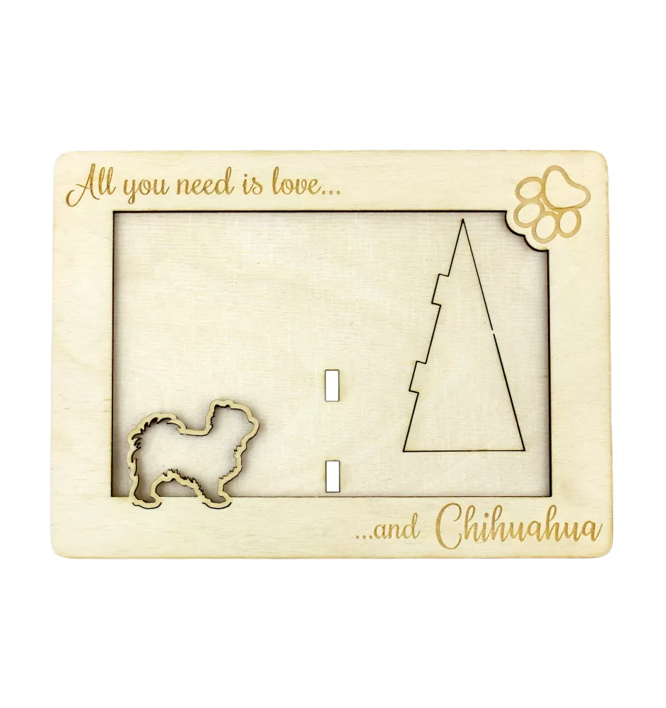 Chihuahua Langhaar - Fotorahmen, gravierter Holzrahmen, ein schönes Gadget für den Hundeliebhaber von Art-Dog