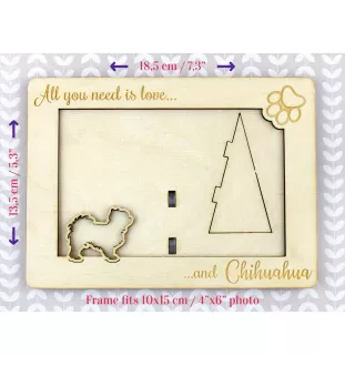 Chihuahua długowłosy ramka na zdjęcie ze sklejki Art-Dog