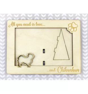 Chihuahua długowłosy ramka na zdjęcie ze sklejki Art-Dog