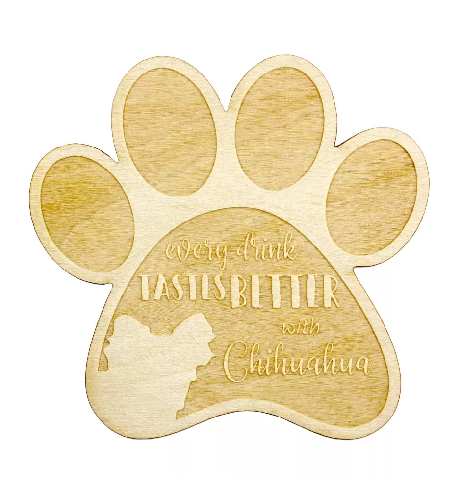 Chihuahua Langhaar - Tasse Untersetzer, graviert Untersetzer mit Hund, Geschenk für Hundeliebhaber von Art-Dog Marke